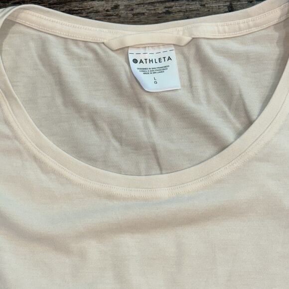 Athleta Air Out Cinch Tee T-Shirt Womens Large Ivory Open Back Breathable NWT - Picture 3 of 13